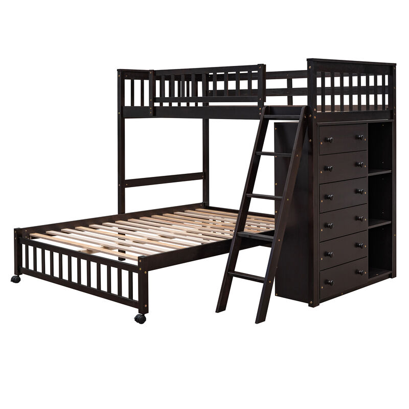 Merax Wooden Bunk Bed with 6 Drawers