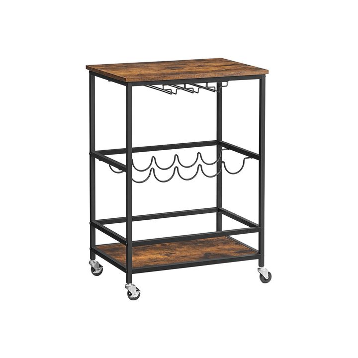 BreeBe Bar Cart Rustic Brown and Black