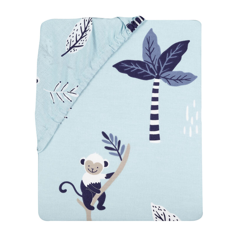 Lambs & Ivy Jungle Party 100% Cotton Monkey/Palm Tree Fitted Crib Sheet