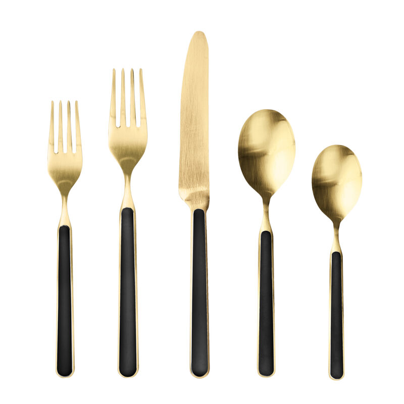 Fantasia 20-Piece Flatware Set in Ice Gold Black