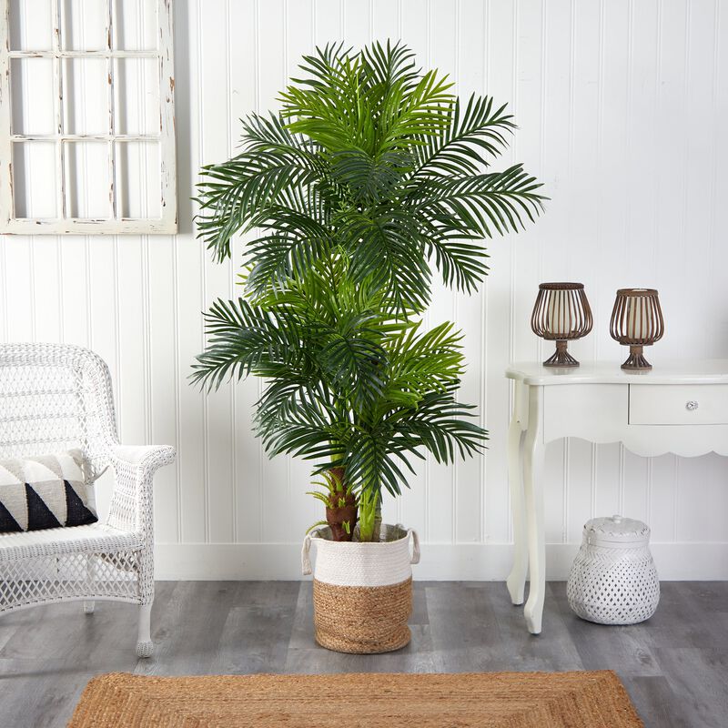 HomPlanti 6 Feet Hawaii Artificial Palm Tree in Handmade Natural Jute and Cotton Planter