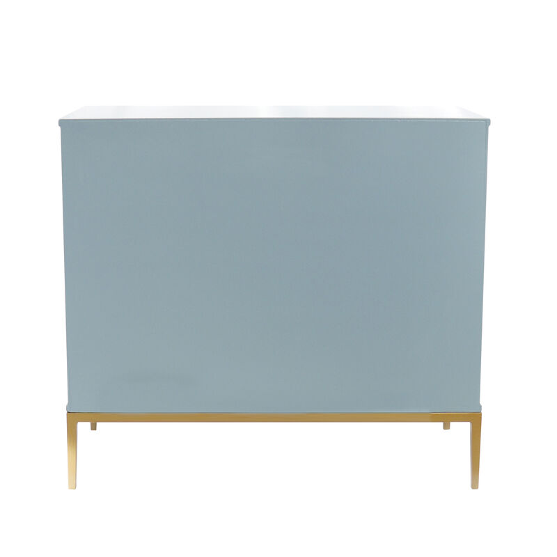 Pasargad Home Edgar & Gold Metal Frame Cabinet, Aqua