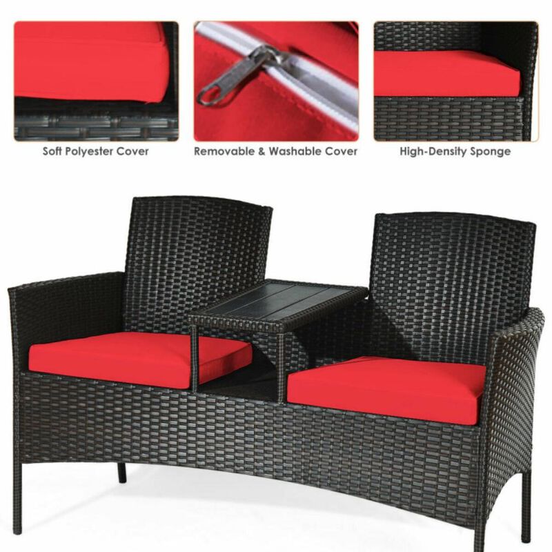 Hivvago Patented Modern Patio Set with Built-in Coffee Table and Cushions