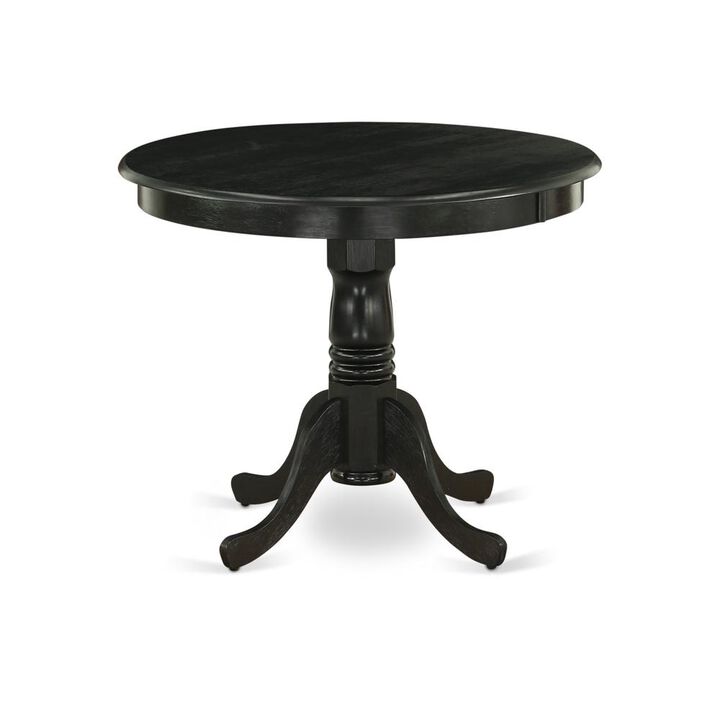 East West Furniture Dining Table Wirebrushed Black, ANT-ABK-TP