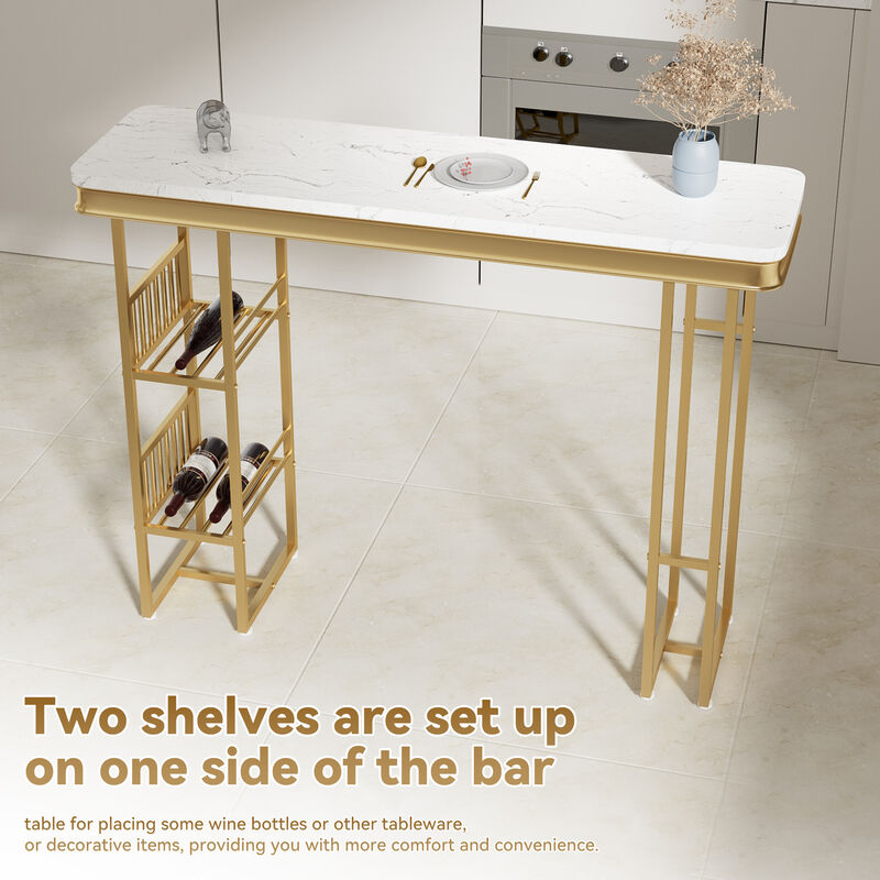 Merax 55.1" Modern Straight Bar Table with Shelves