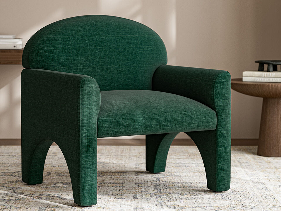 BELLEZE Modern Accent Chair with Rubber Wood Legs, Comfortable Upholstered Armchair with Arched Design for Living Room, Bedroom, or Office - Oslo (Green)