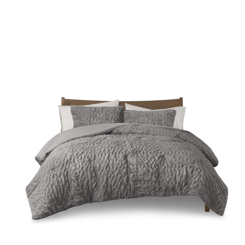 Gracie Mills Hanna Faux Fur Down Alternative Comforter Set