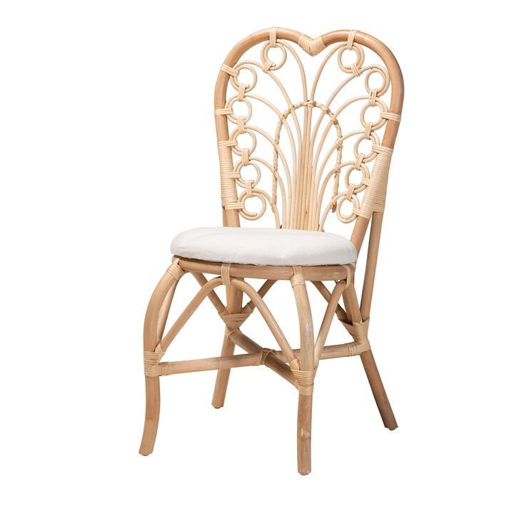 bali & pari Jerica Modern Bohemian Natural Brown Rattan Dining Chair