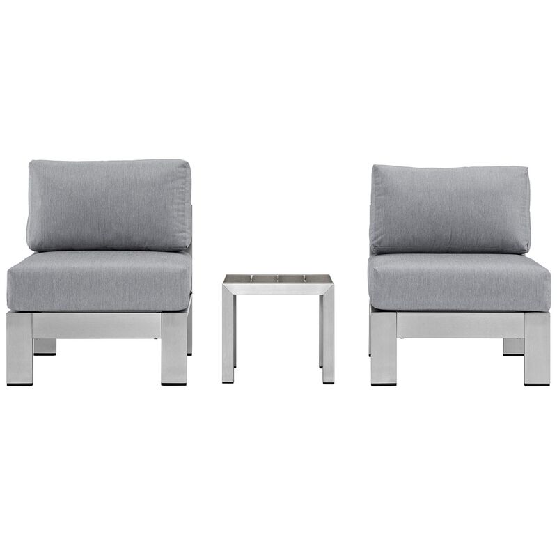 Shore Outdoor Patio Collection: Durable Aluminum Sectional Sofa Set for Outdoor Relaxation - Silver Gray