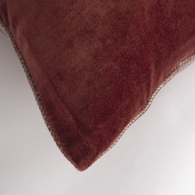 Homezia Rust Solid Reversible Cotton Velvet Throw Pillow