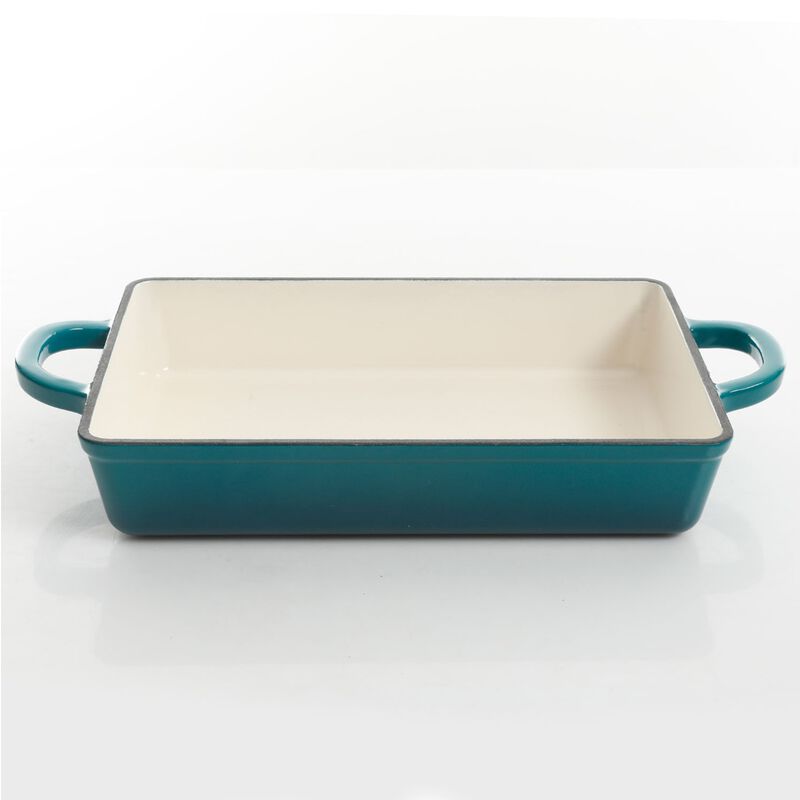 Crock Pot Artisan 13 in. Enameled Cast Iron Lasagna Pan in Teal Ombre