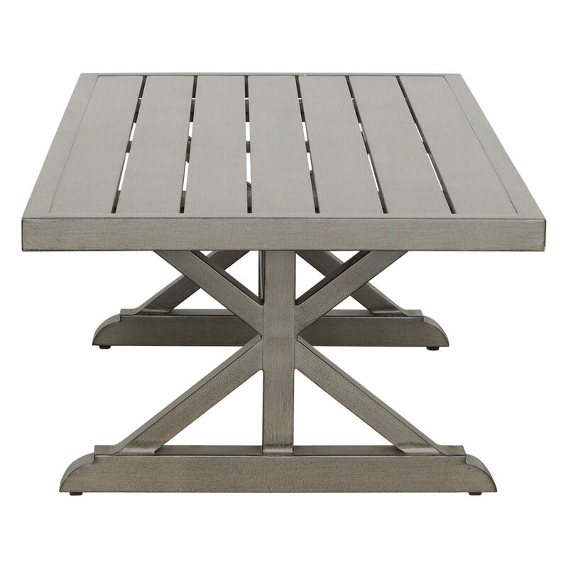 Brown Aluminum Coffee Table - Mission Influences, Bottom Shelf - Rust-Resistant, Weather-Resistant - Functional and Stylish