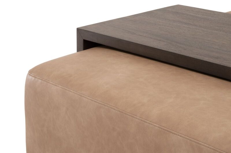 Dovetail Upholstered Coffee Table in Brown