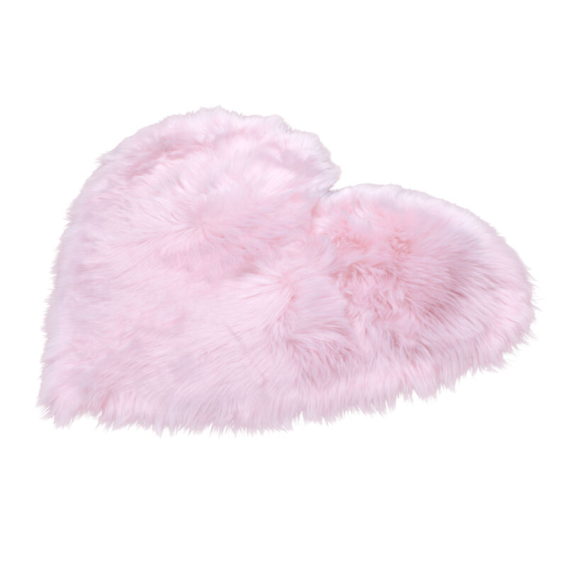 Walk on Me Faux Fur Super Soft Area Rug Pink Heart