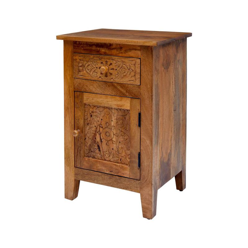 Jofran Hand Carved Mango Wood Accent Table