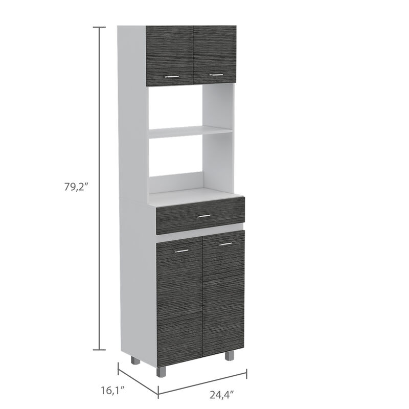 Pembrooke 2-Shelf 1-Drawer Microwave Pantry Cabinet Smokey Oak