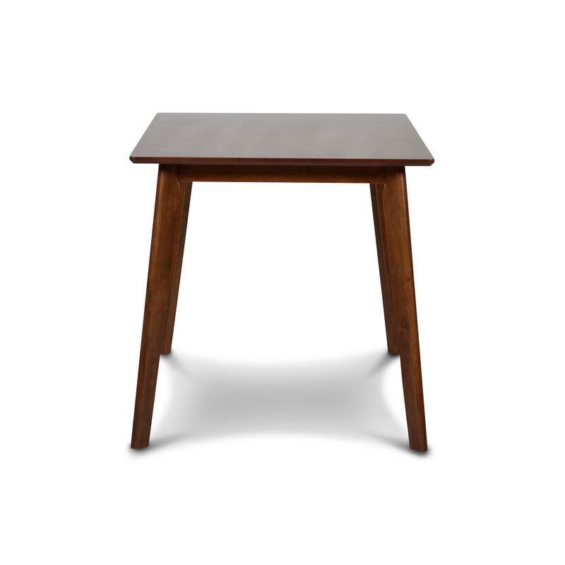 Bev 47 Inch Modern Dining Table, Sleek Rubberwood Frame, Dark Walnut Brown-Benzara