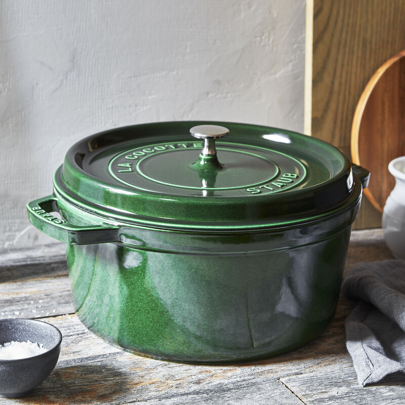 Staub Cast Iron 7-qt Round Cocotte - Basil