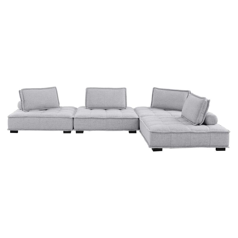 Saunter Tufted Fabric 4-Piece Sectional Sofa Gray