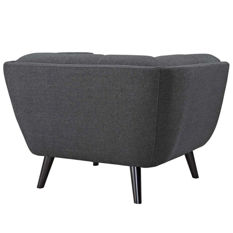 Modway Bestow Mid-Century Modern Upholstered Fabric Sofa and Armchair Set in Gray