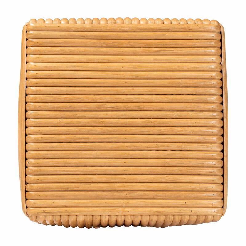 bali & pari Karina Bohemian Light Honey Rattan Footstool