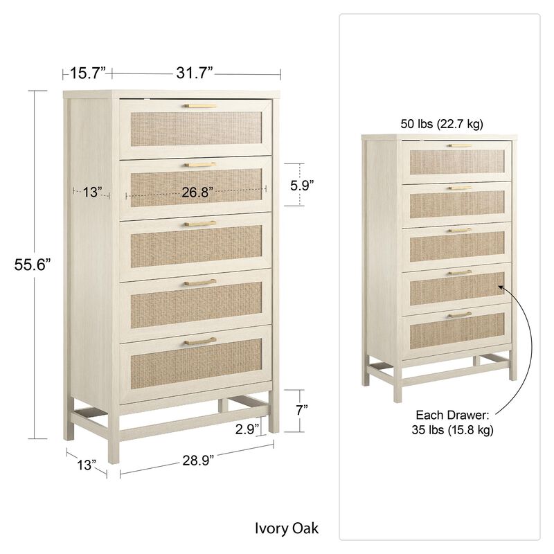 Lennon Tall 5 Drawer Dresser