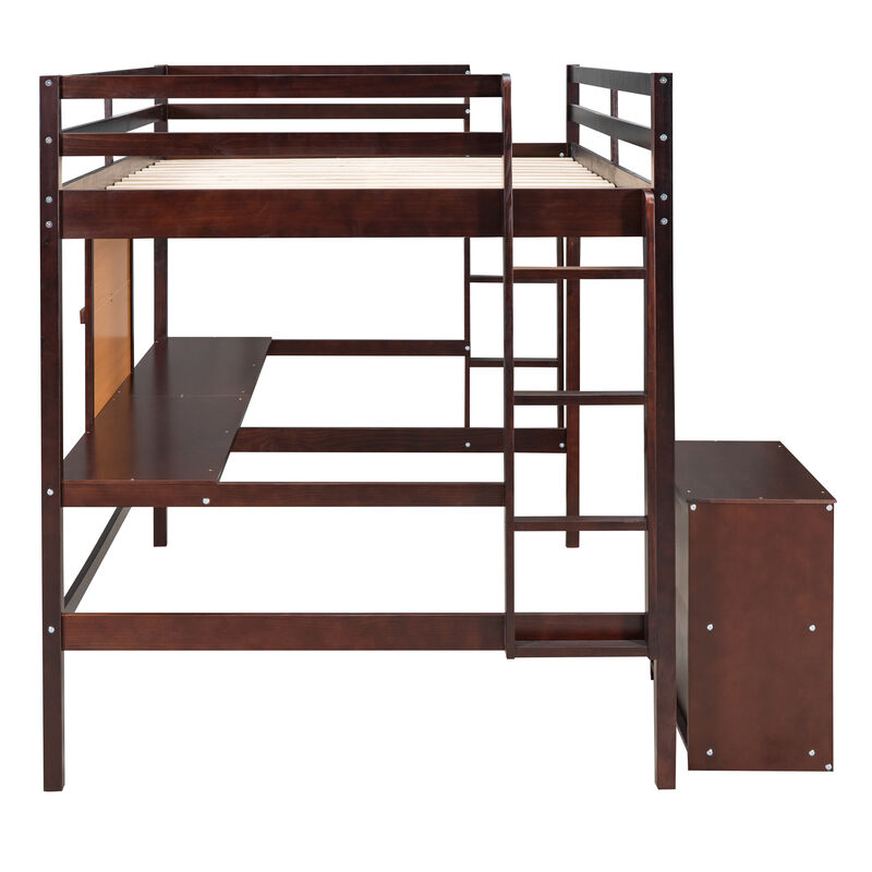 Merax Modern  Wooden Loft Bed with Desk