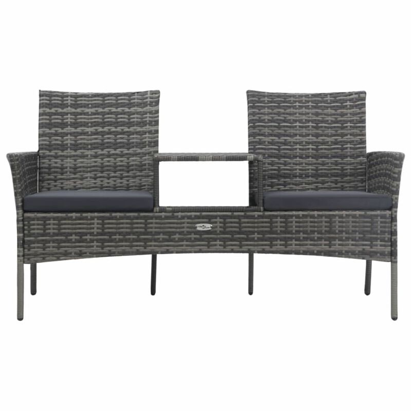 vidaXL 2-Seater Garden Sofa with Tea Table Poly Rattan Anthracite