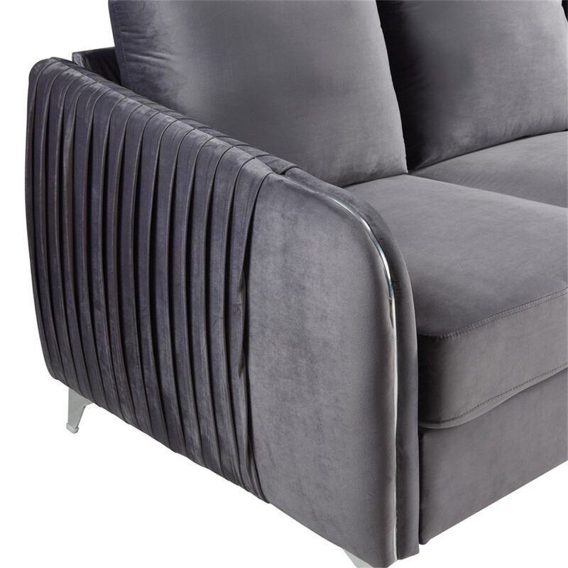 Velvet Modern Chic Accent Armchair in Gray