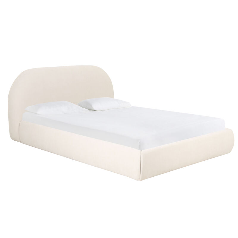 Bara Cream Textured Velvet Bed