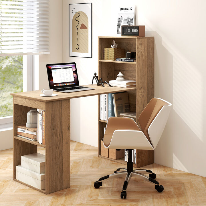 48 Inch Computer Desk with 4-Tier Bookcase and CPU Stand