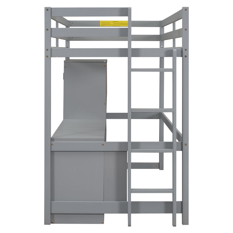 Merax Loft Bed with Wardrobe Desk and Drawers