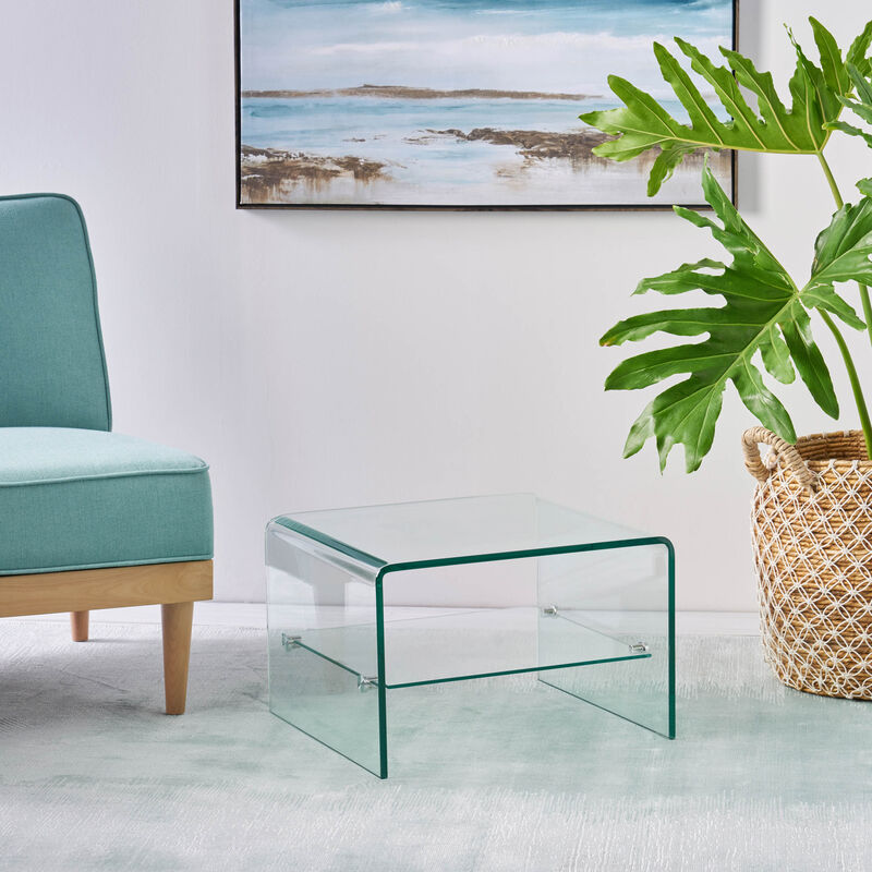 Ultra-Chic Glass End Table with Shelf Style Meets Functionality