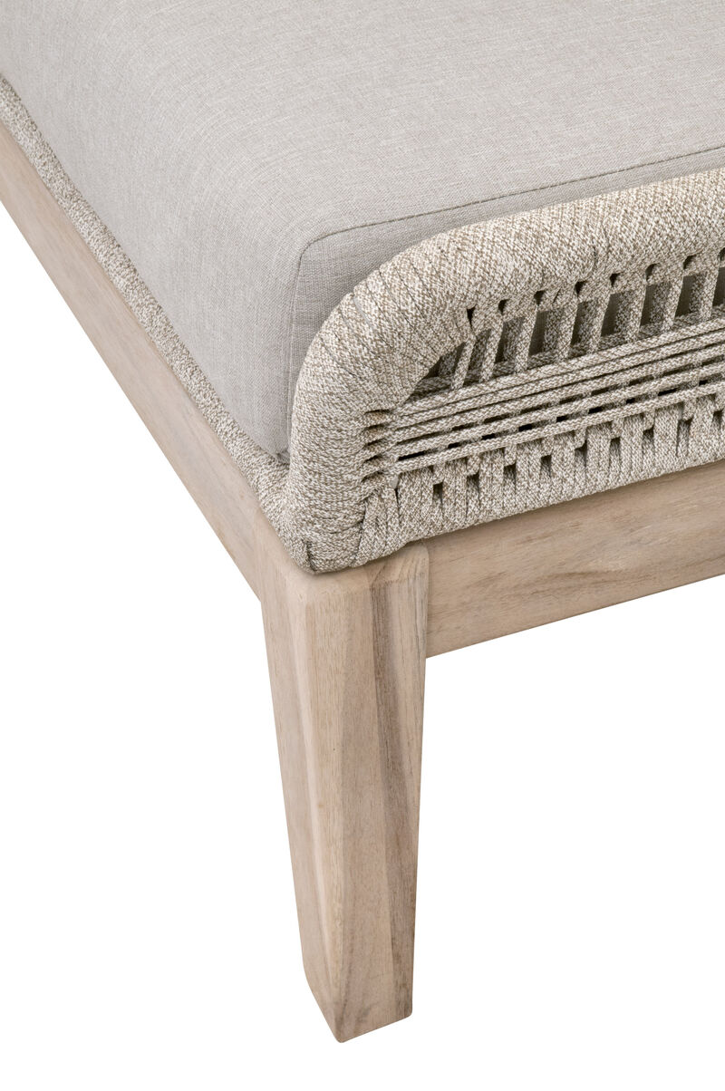 Loom Outdoor Footstool in Taupe & White