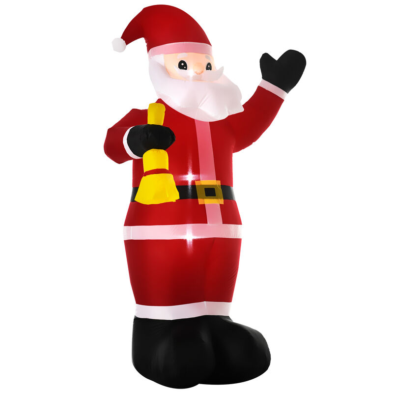 8FT Outdoor Lighted Inflated Xmas Holiday Yard Decoration, Santa Claus with Bell