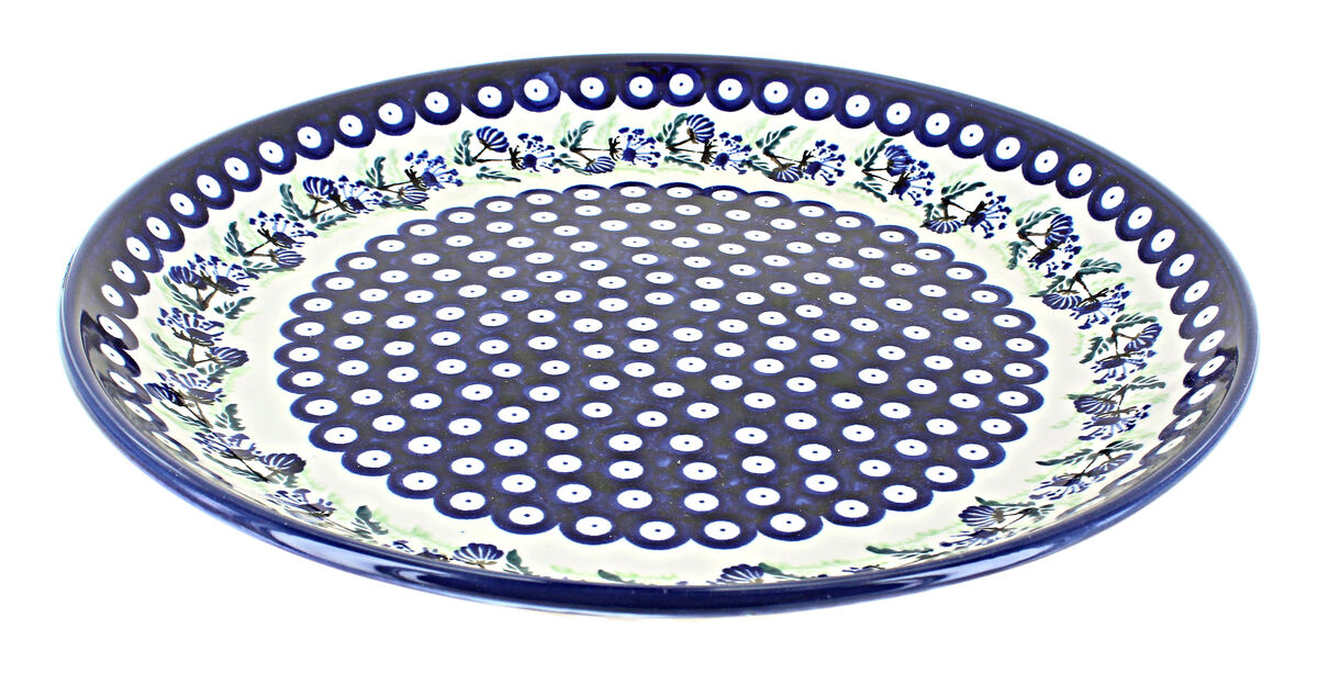 Blue Rose Polish Pottery Evergreen Large Round Platter