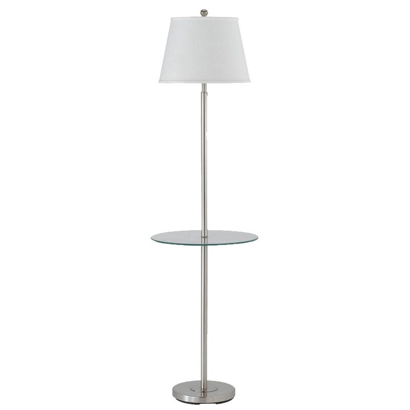 Metal Round 3 Way Floor Lamp with Spider Type Shade, Silver and Brown-Benzara