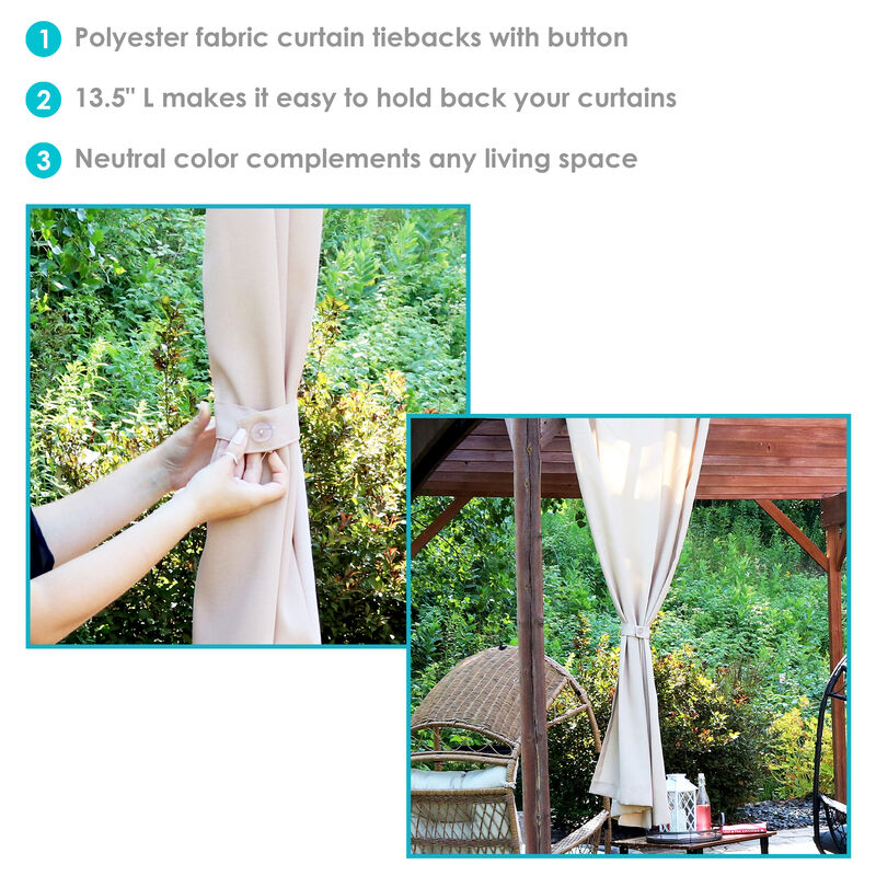Sunnydaze Indoor/Outdoor Polyester Curtain Tiebacks