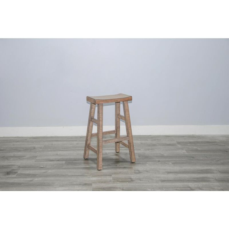 Sunny Designs Beach Pebble Bar Saddle Seat Stool, Wood Seat