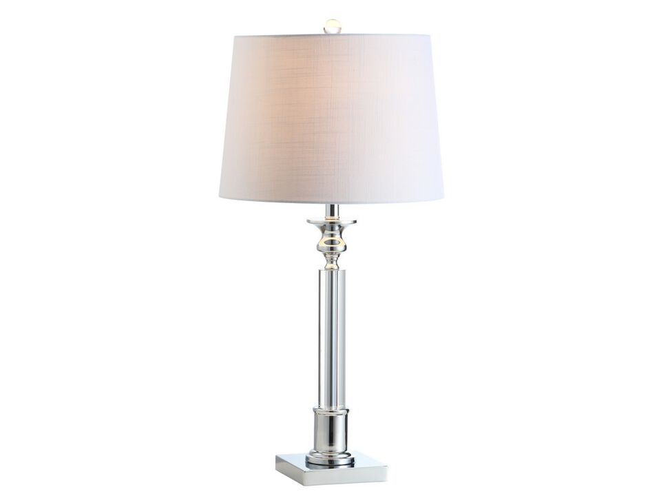 Dean 28" Crystal LED Table Lamp, Clear/Chrome