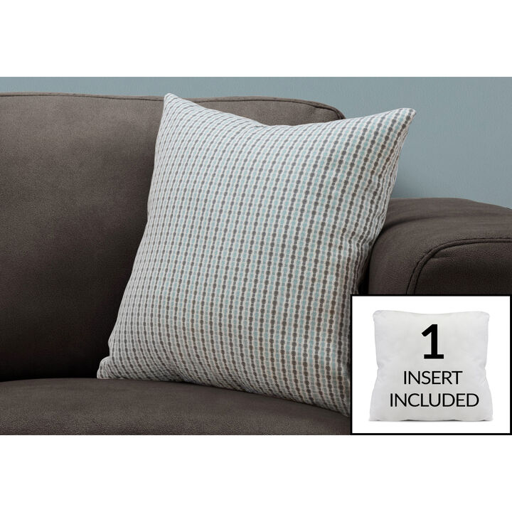 Monarch Specialties I 9230 Pillows, 18 X 18 Square, Insert Included, Decorative Throw, Accent, Sofa, Couch, Bedroom, Polyester, Hypoallergenic, Blue, Grey, Modern