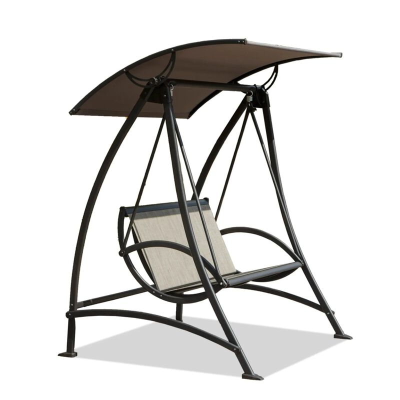 MONDAWE Patio Swing Chair with Adjustable Canopy and Durable Steel Frame Porch Swing Glider for Garden Deck Backyard