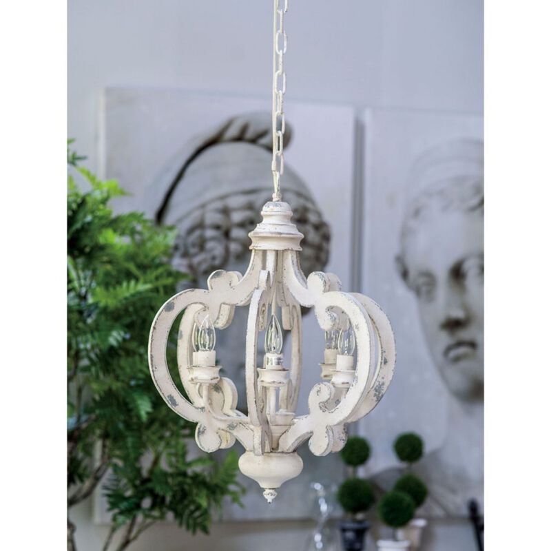 23.75" White Vintage Style Six-Light Hanging Chandelier