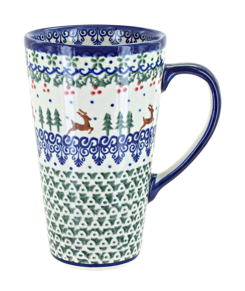 Blue Rose Polish Pottery Garden Butterfly Large Coffee Mug