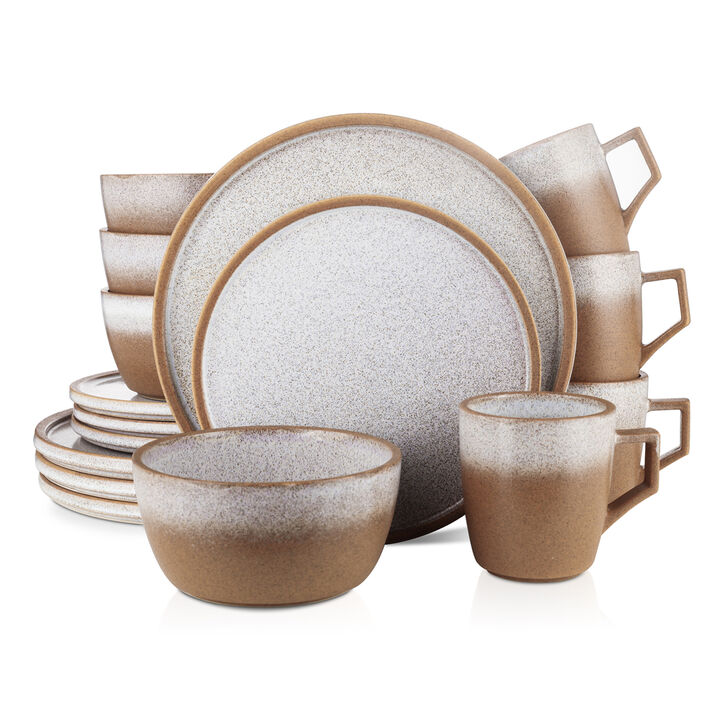 Stone Lain Vince Stoneware 16 Piece Dinnerware Set, Red