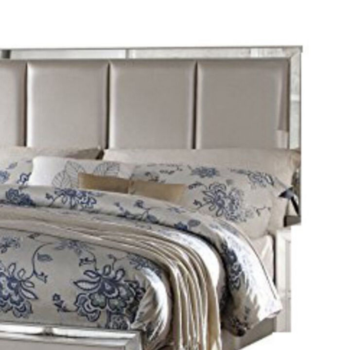 Contemporary Style Elegant Queen Size Bed With Padded Headboard, Gold-Benzara