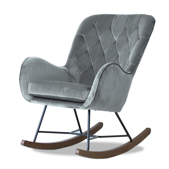 Ashcroft Furniture Co Hannah Mid Century Modern Rocking Chair in Dark Grey