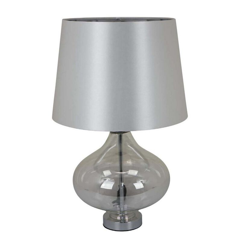 Lilo 24 Inch Table Lamp, Cone Shade, Round Drop Narrow Top, Transparent - Benzara