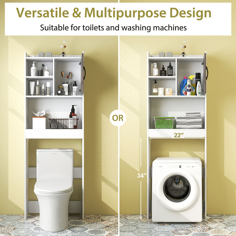 4-Tier Space-saving Toilet Sorage Cabinet with Open Shelves