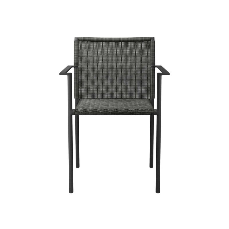 Modway Lagoon Wicker Rattan Outdoor Dining Armchairs in Charcoal (Set of 2)
